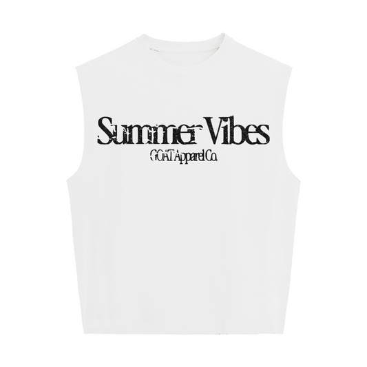 "Summer Vibes" Cropped Boxy Tank Top – Heavyweight 280 GSM Cotton, Streetwear Crop Tank, Minimalist Summer Top