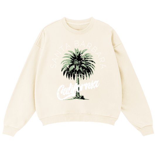 “Santa Barbara” Oversized Crewneck Sweatshirt, 460 GSM Heavyweight Pullover, Streetwear Fleece, Relaxed Fit, Cozy Essential