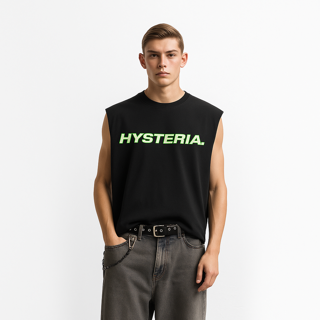 "Hysteria" Cropped Boxy Tank Top – Heavyweight 280 GSM Cotton, Streetwear Crop Tank, Grunge Minimalist Summer Top