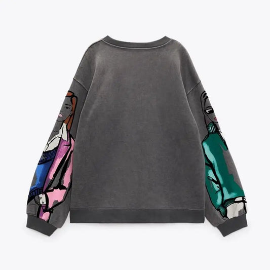 ZATRHMBM™ Knitted Sweatshirt – Y2K Vintage Pullover for Women | Casual Autumn Streetwear Sweatshirt