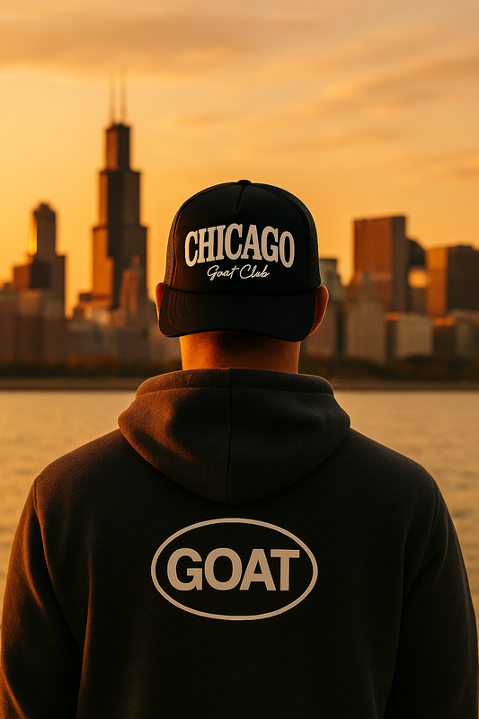 GOAT Club Chicago Trucker Hat, Windy City Snapback Cap, Chicago Streetwear Hat, Urban Mesh Baseball Hat