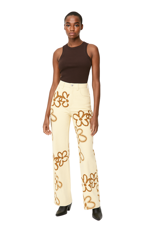 Wild Petal Khaki Straight-Leg Jeans – Women’s Fitted Streetwear Denim, Urban Casual Aesthetic, Cotton Stretch Mid-Rise Pants