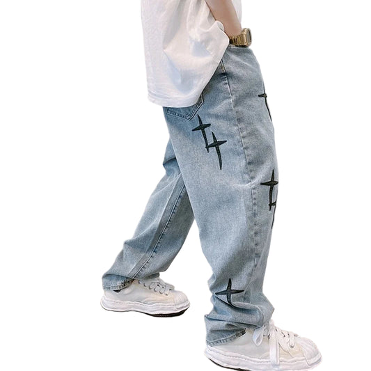 Men’s Baggy Wide Leg Jeans - Streetwear Loose Fit Denim Cargo Pants with Pockets - Korean Fashion Straight Jeans