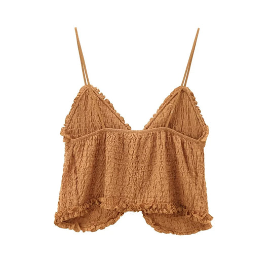 V-neck Sleeveless Decorative Bow Short Top - Elegant Summer Slim Fit Women’s Blouse