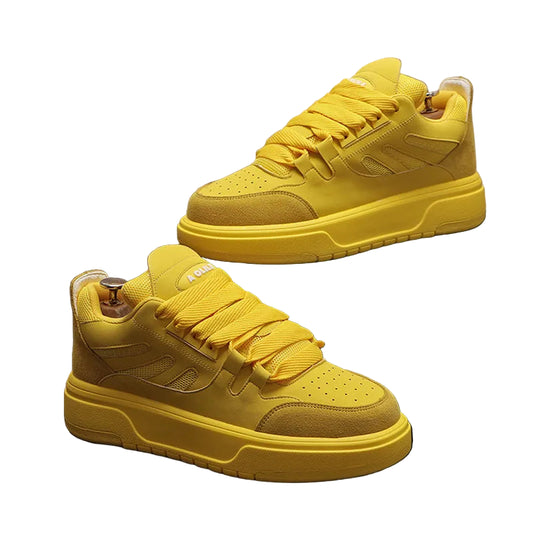 "A Olile" Luxury Designer Sneakers – Men’s Chunky Sole Shoes, Split Leather Hip-Hop Casual Fashion Sneakers