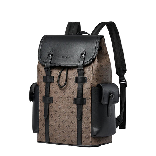 Septwolves Leather Business Backpack - Large Waterproof Laptop Bag for Men with Flip Cover & Multiple Compartments