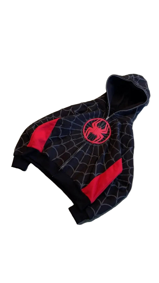 Spiderman Embroidery Zip Up Hoodie – Gothic Harajuku Streetwear Jacket, Men Women Hip Hop Casual Hoodie