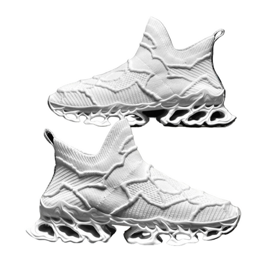 Men’s Flyknit Sneakers - Flame Sole Luxury Trainers, Breathable Running Shoes, Streetwear Fashion Sneakers