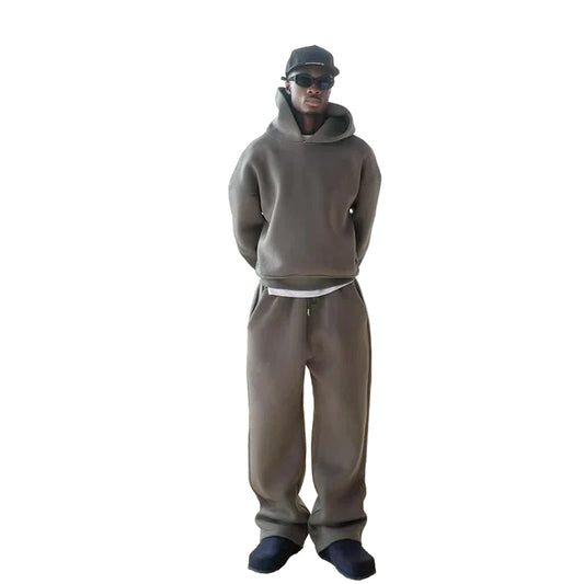 Retro Y2K Streetwear Two-Piece Set – Hoodie & Straight-Leg Pants, Men’s Casual Tracksuit