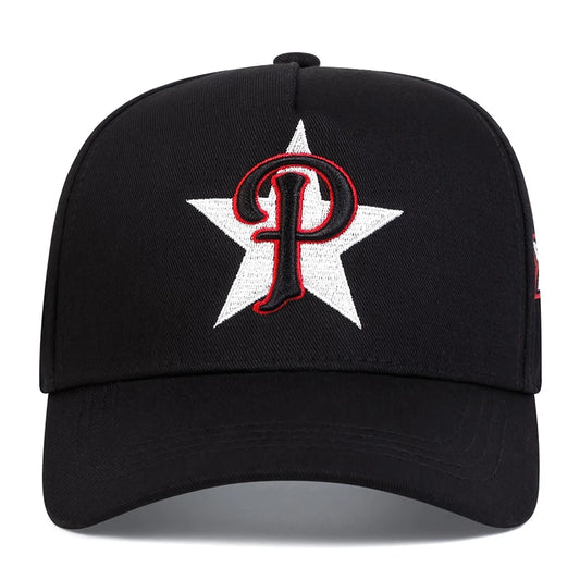 Five-Pointed Star P Letter Embroidery Baseball Cap - Adjustable Streetwear Baseball Hat