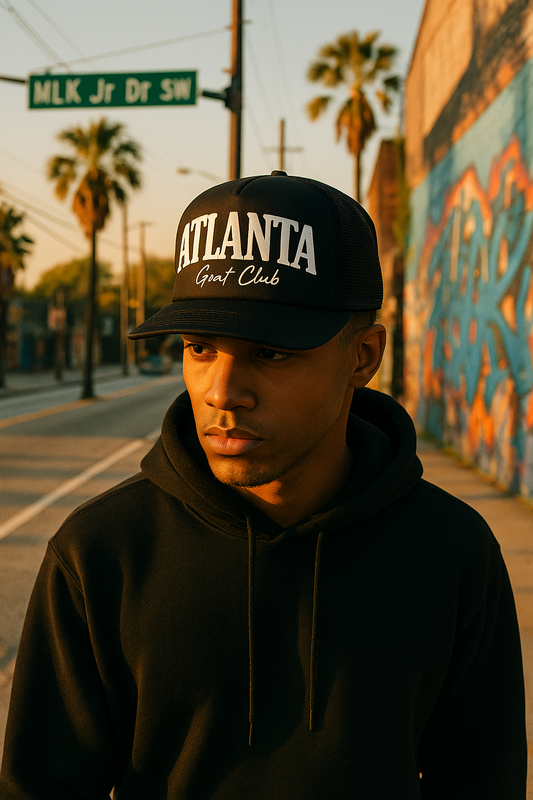 GOAT Club Atlanta Trucker Hat, ATL Mesh Snapback Cap, Streetwear Baseball Hat