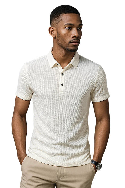 Men’s Business Casual Short Sleeve Polo Shirt – Solid Color, Breathable & Comfortable Summer Top