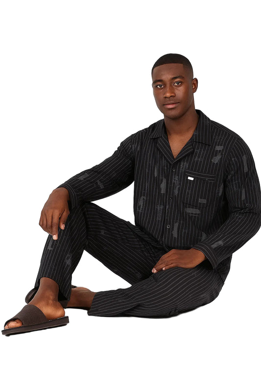 Men’s Premium Cotton Lounge/Pajama Set – Minimalist Long Sleeve Pajama Set for Spring/Fall | Breathable, Soft, Stylish Loungewear for Home or Outdoors