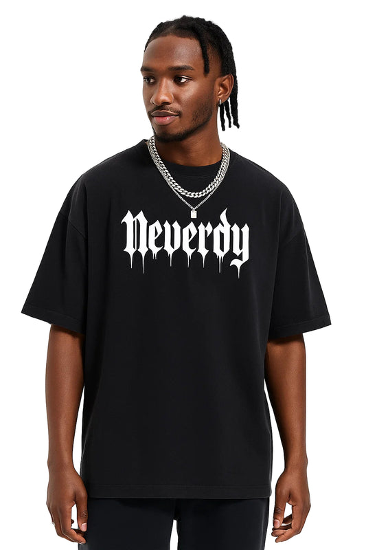 Neverdy 1st Edition Oversized T-shirt (235GSM) – Luxury Heavyweight Cotton Streetwear Tee, Legendary Branding Graphic Shirt