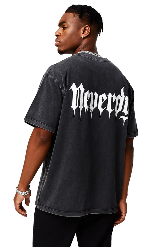 Neverdy Eagles Oversized Snow Wash T-shirt – Vintage Distressed Heavyweight Tee, Legendary Branding Streetwear
