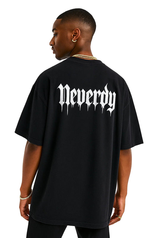 Neverdy Skulls Oversized T-shirt – Heavyweight Streetwear Tee, Legendary Branding Boxy Fit Skull Graphic Shirt