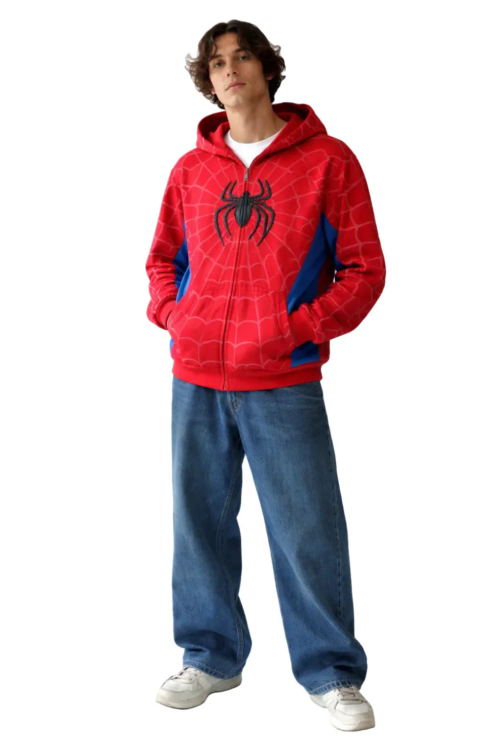 Spider Embroidered Zip-Up Unisex Hoodie
