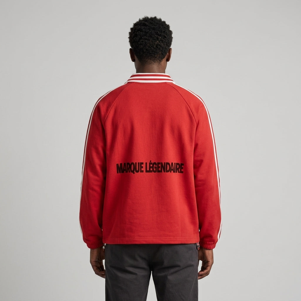 Marque Légendaire Contrast Striped Lapel Collar Sweatshirt | 380GSM