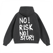 Neverdy No Story Boxy Fit Hoodie – Oversized Heavyweight Streetwear Hoodie, Legendary Branding Graffiti Print