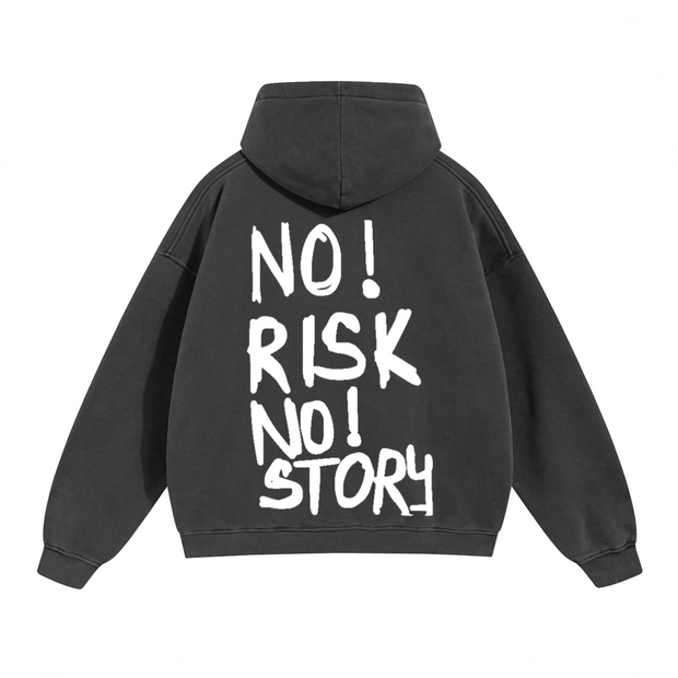 Neverdy No Story Boxy Fit Hoodie – Oversized Heavyweight Streetwear Hoodie, Legendary Branding Graffiti Print