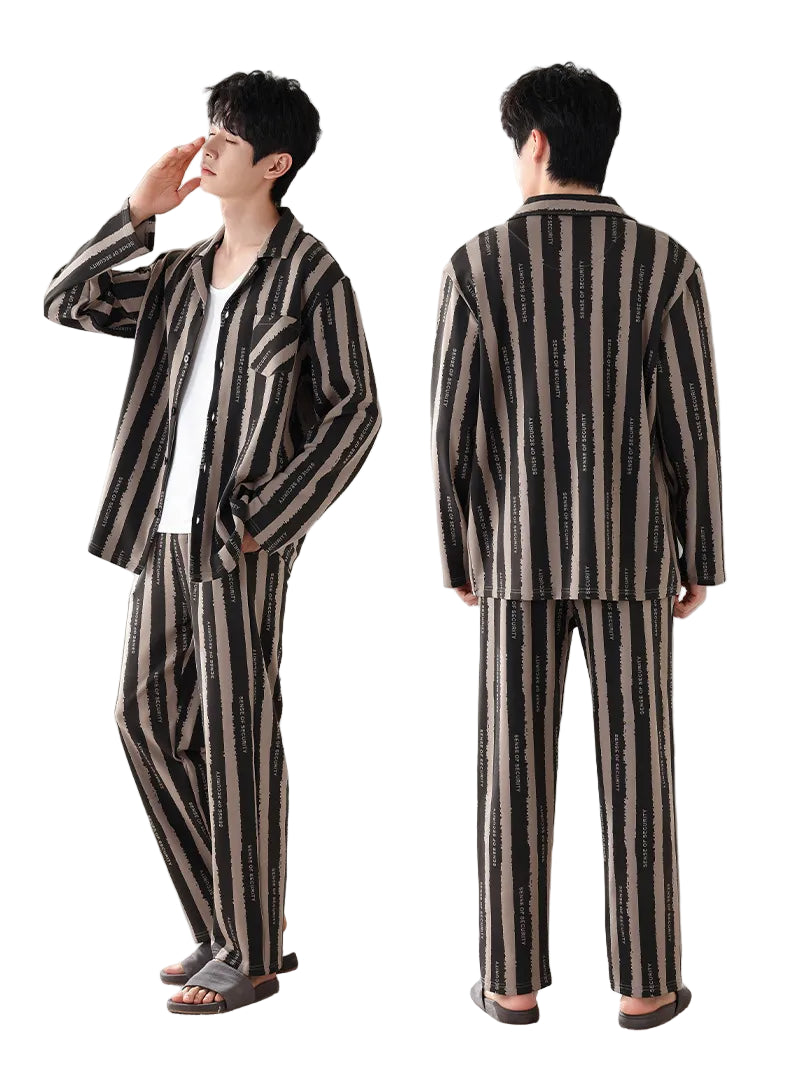 Men’s Premium Cotton Lounge/Pajama Set – Minimalist Long Sleeve Pajama Set for Spring/Fall | Breathable, Soft, Stylish Loungewear for Home or Outdoors