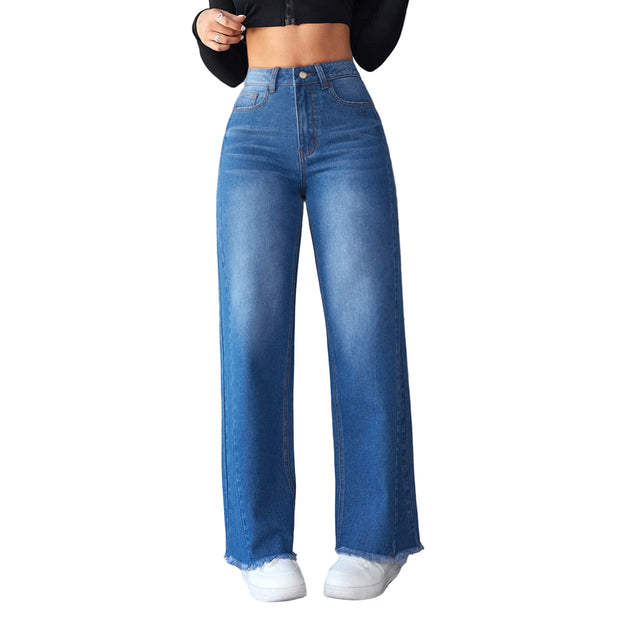 High-Waist Wide-Leg Jeans for Women – Straight Fit Denim, Vintage Y2K Street Style Pants