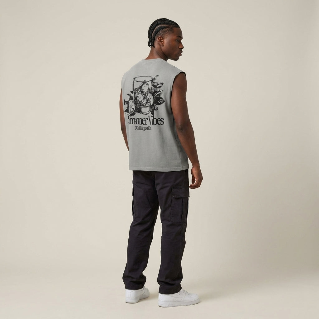Summer Vibes Waist Cropped Boxy Tank Top - Legendary Branding