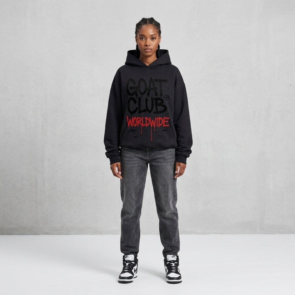 The Goat Club Spray Painted Oversized Hoodie | 460GSM