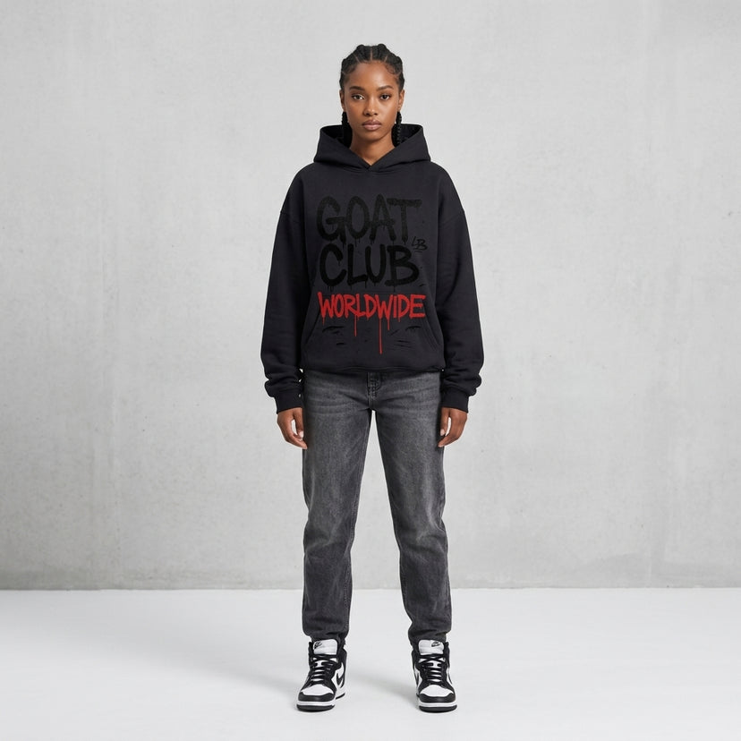The Goat Club Spray Painted Oversized Hoodie | 460GSM