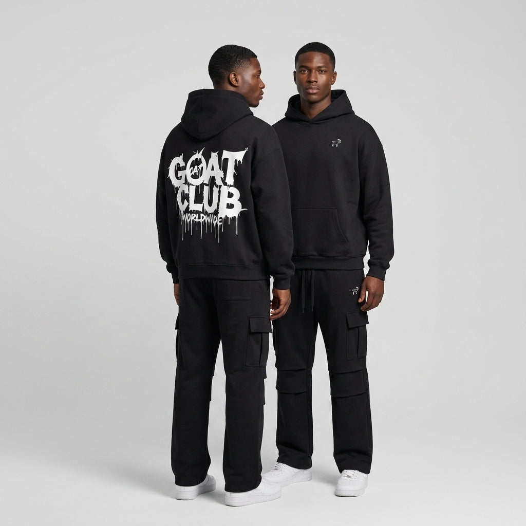 Goat Club Dripping Oversized Heavyweight Hoodie | 460GSM — Apparel & Accessories > Clothing > Activewear > Hoodies Detail View 4 | Legendary Branding