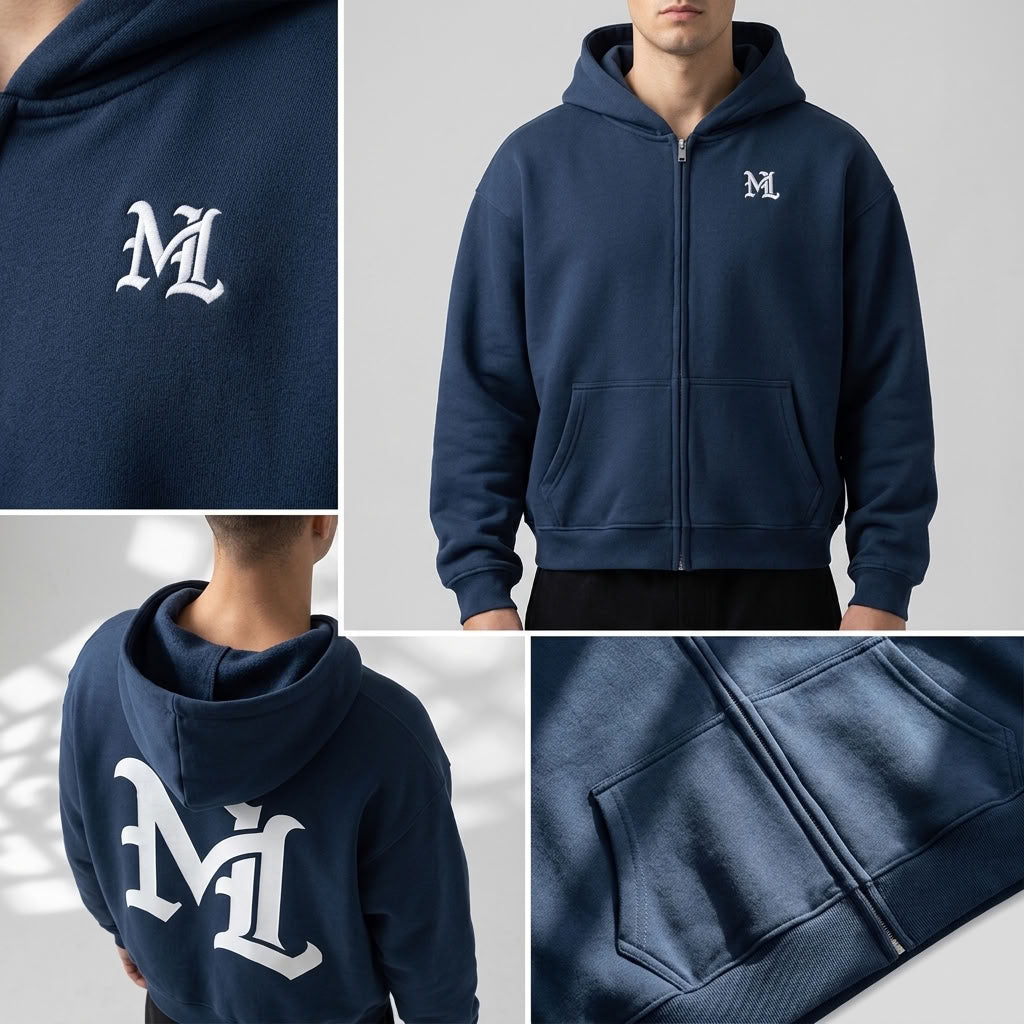 Marque Légendaire Waist Cropped Zip-Up Hoodie | 460GSM — Apparel & Accessories > Clothing > Activewear > Hoodies Detail View 17 | Legendary Branding