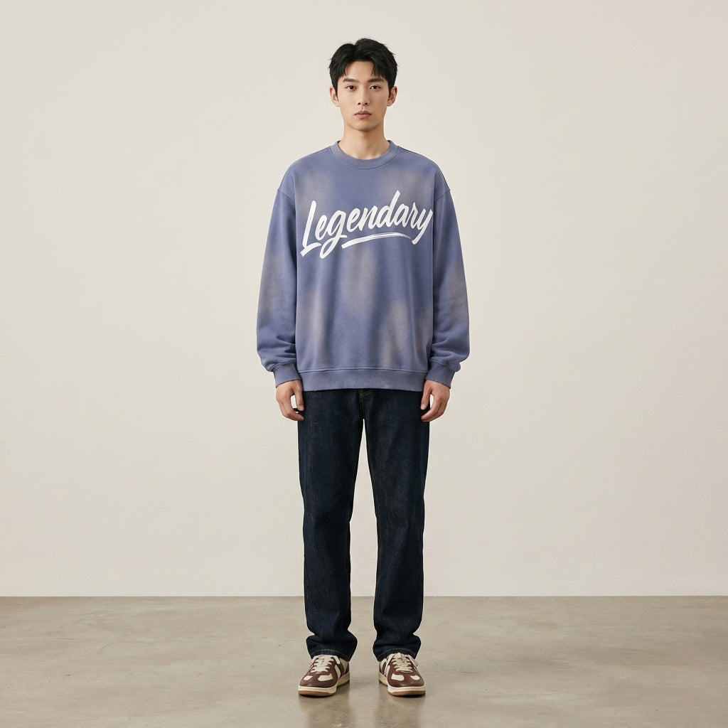 Sweat-shirt vintage effet vieilli Legendary Branding® – Polaire épaisse 440 g/m², style streetwear vintage 