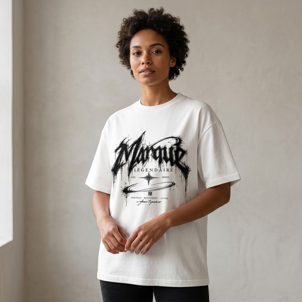 Marque Légendaire Drip Graphic Oversized T-Shirt | 300GSM — Apparel & Accessories > Clothing > Shirts & Tops Detail View 3 | Legendary Branding