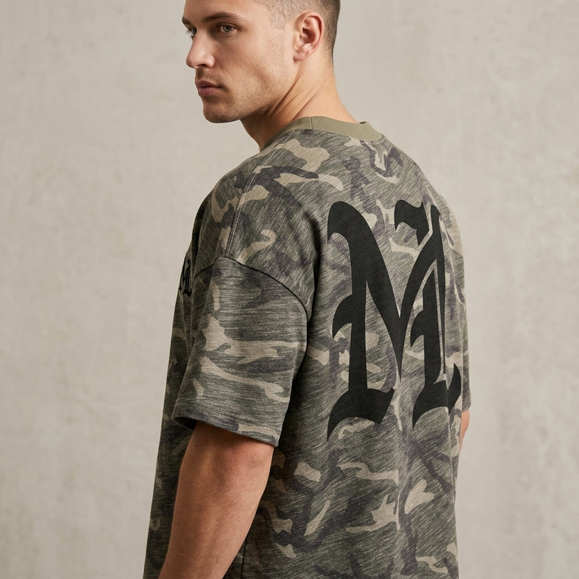 Marque Légendaire Unisex Heavyweight Camo Cropped Oversized T-Shirt