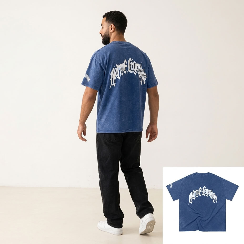 Marque Légendaire Snow Wash Oversized T-Shirt | 250GSM — Apparel & Accessories > Clothing > Shirts & Tops Detail View 18 | Legendary Branding