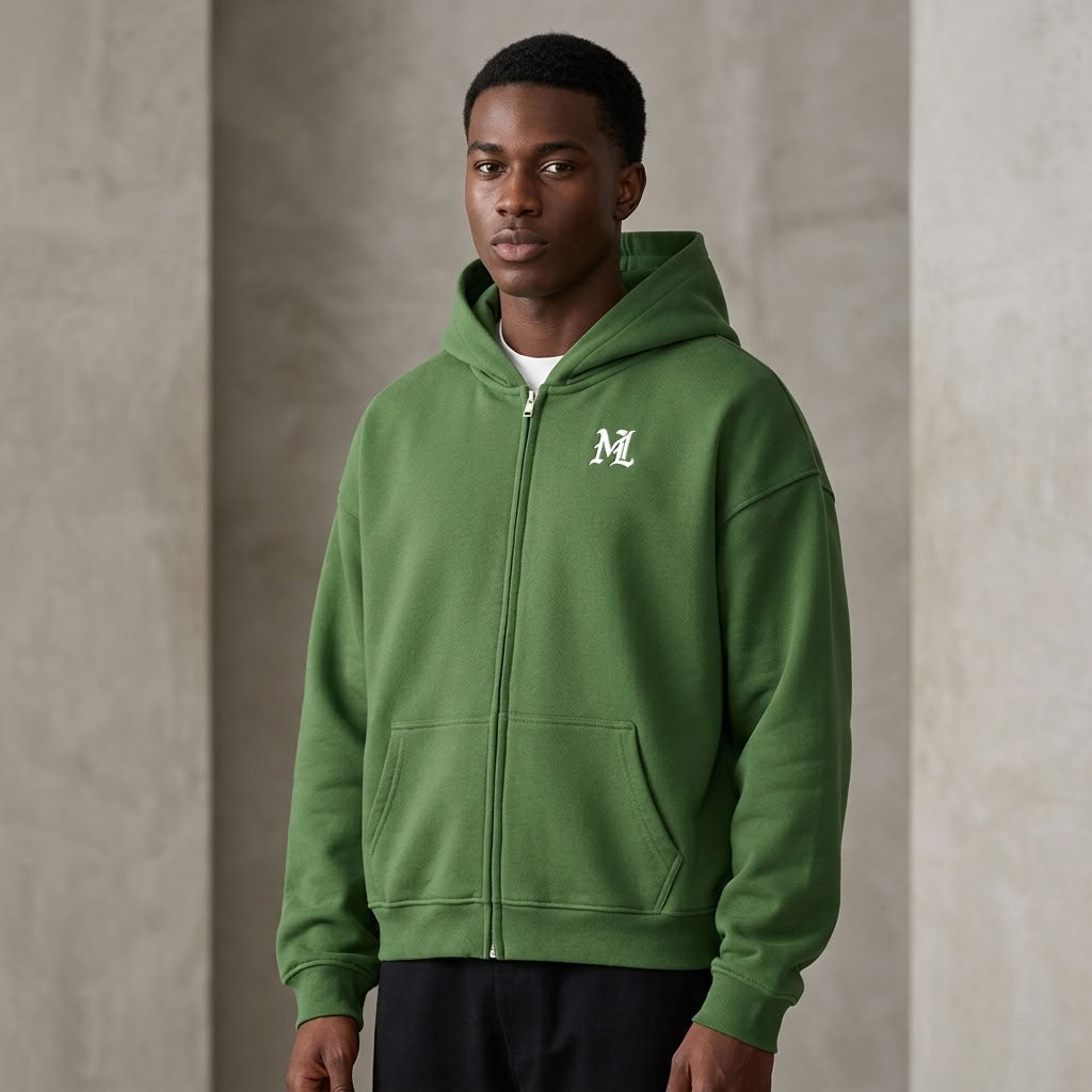 Marque Légendaire Waist Cropped Zip-Up Hoodie | 460GSM — Apparel & Accessories > Clothing > Activewear > Hoodies Detail View 10 | Legendary Branding