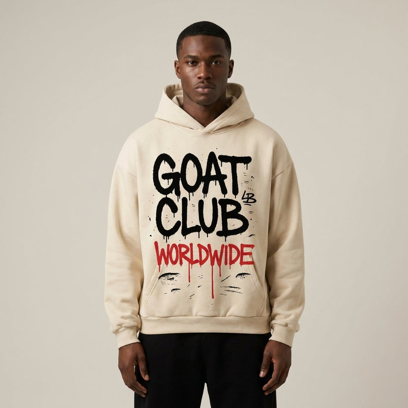 The Goat Club Spray Painted Oversized Hoodie — Hoodie Detail View 5 | Legendary Branding