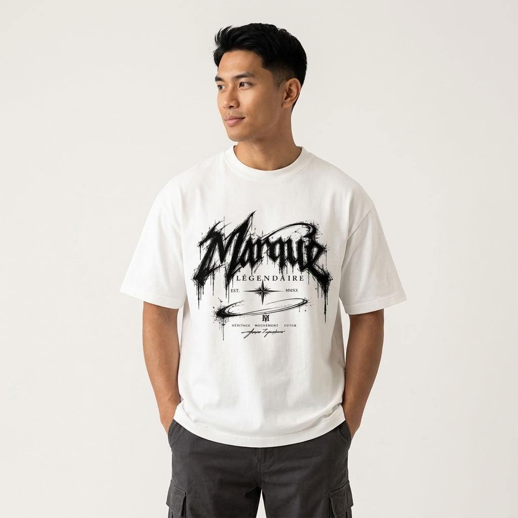 Marque Légendaire Drip Graphic Oversized T-Shirt | 300GSM — Apparel & Accessories > Clothing > Shirts & Tops Detail View 2 | Legendary Branding
