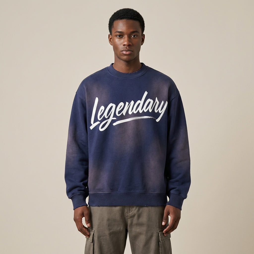 Sweat-shirt vintage effet vieilli Legendary Branding® – Polaire épaisse 440 g/m², style streetwear vintage 