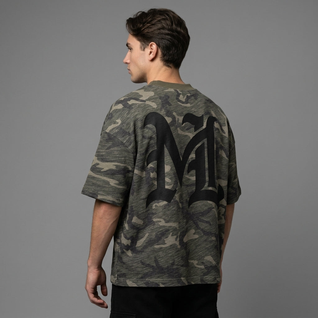 Marque Légendaire Unisex Heavyweight Camo Cropped Oversized T-Shirt