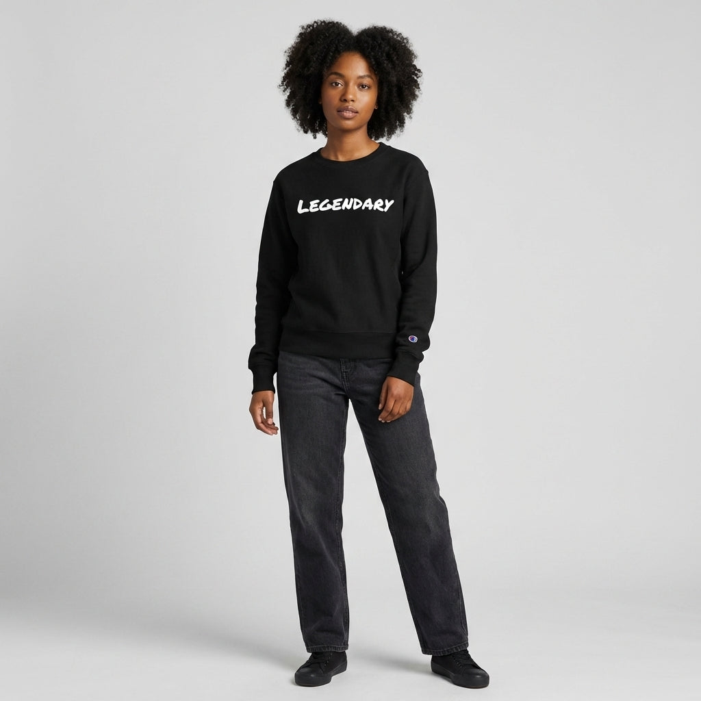Sweat-shirt ras du cou Legendary x Champion® « Simple » – Pull streetwear minimaliste, pull à logo brodé, polaire Champion unisexe 