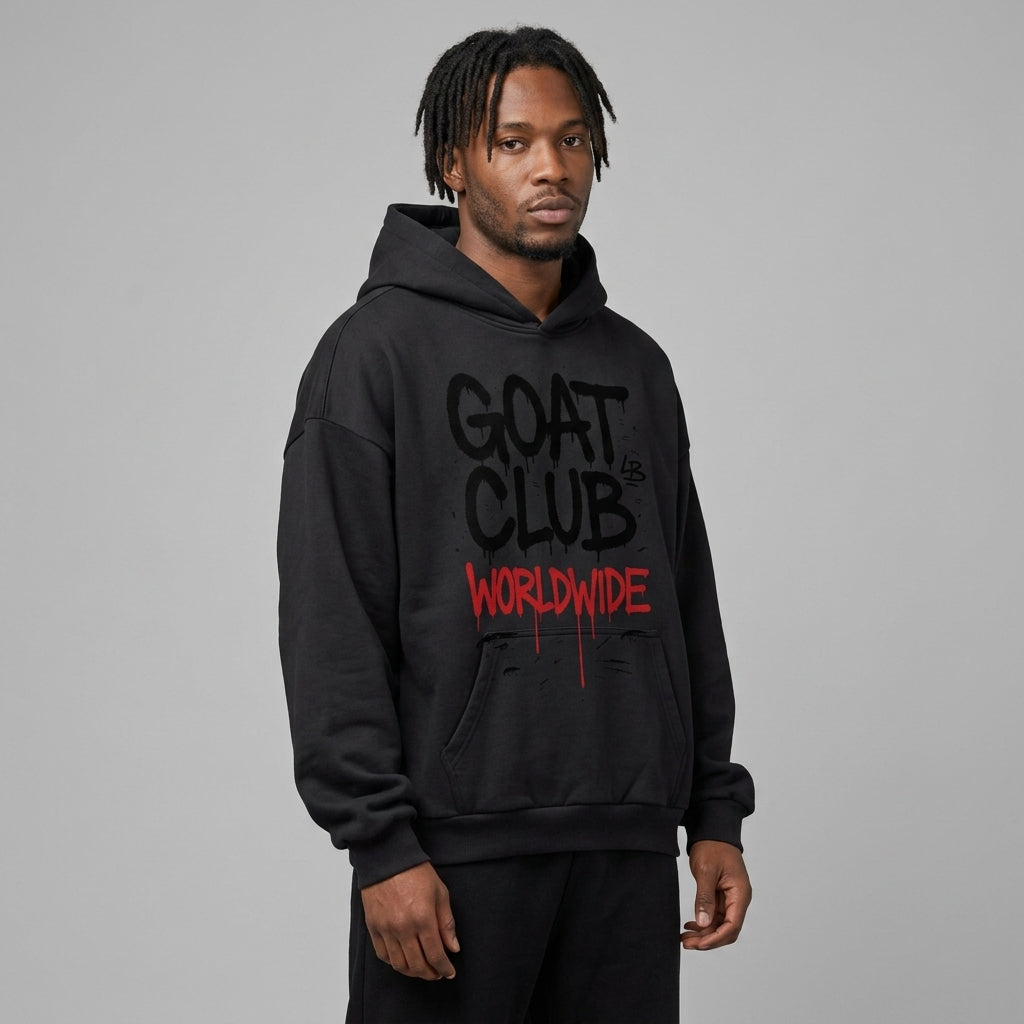 The Goat Club Spray Painted Oversized Hoodie | 460GSM