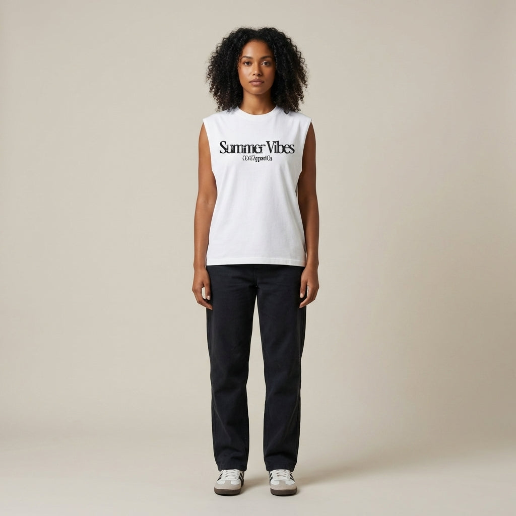 Summer Vibes Waist Cropped Boxy Tank Top - Legendary Branding