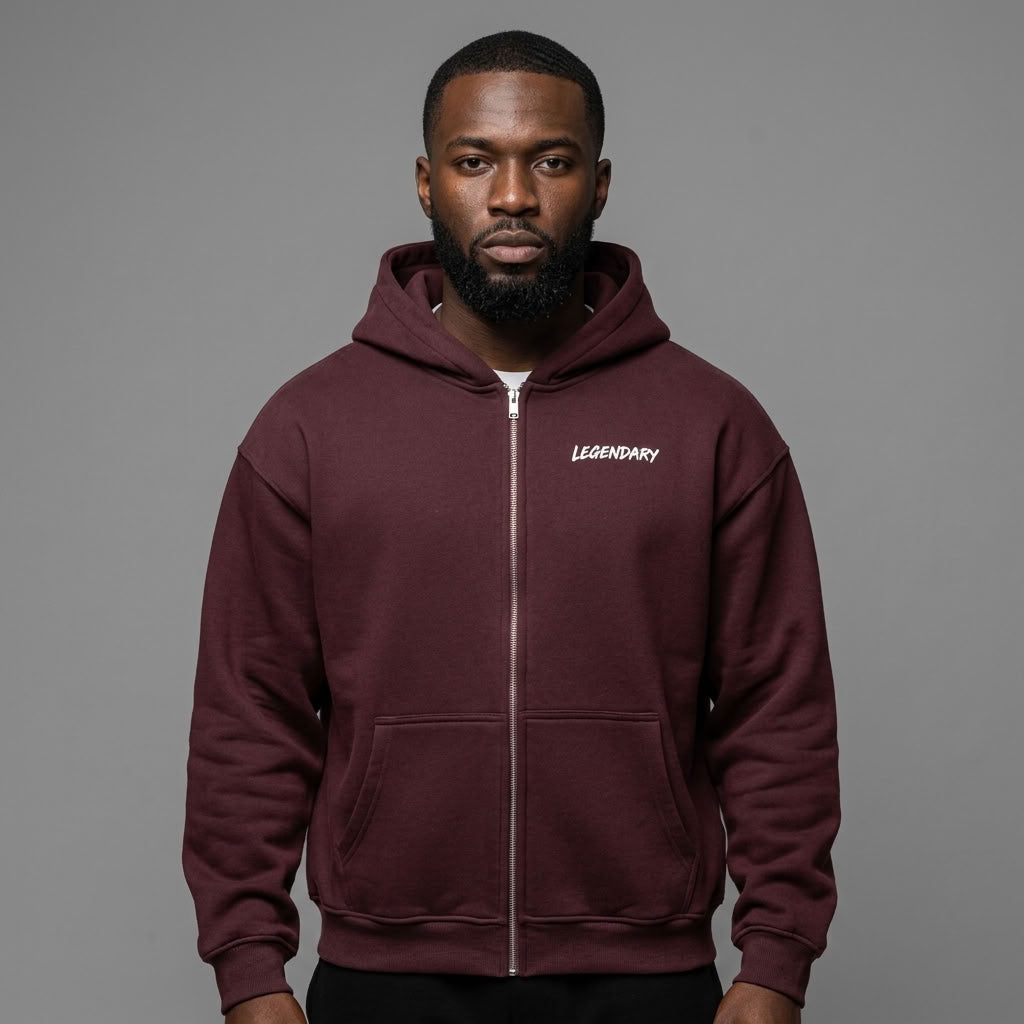 Legendary Branding Fleece Zip-Up | 380GSM — Apparel & Accessories > Clothing > Activewear > Hoodies Detail View 14 | Legendary Branding
