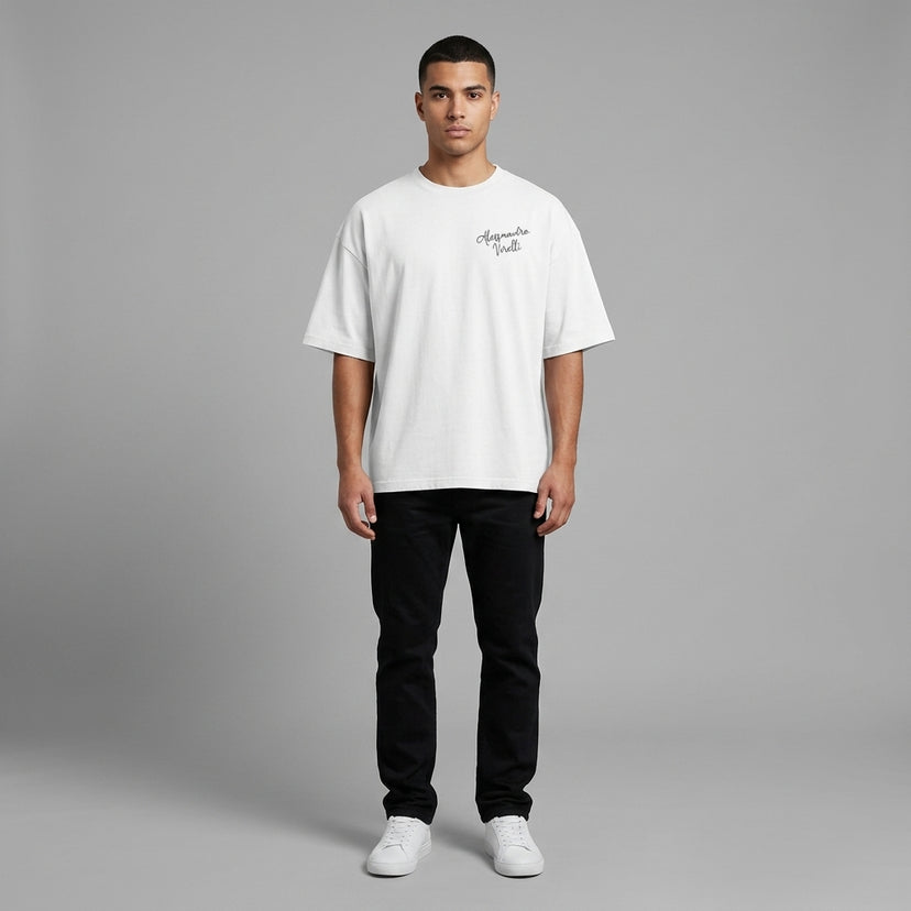 Alessandro Virelli Flower Painting Loose Fit Tee | 190GSM — Apparel & Accessories > Clothing > Shirts & Tops Detail View 3 | Legendary Branding