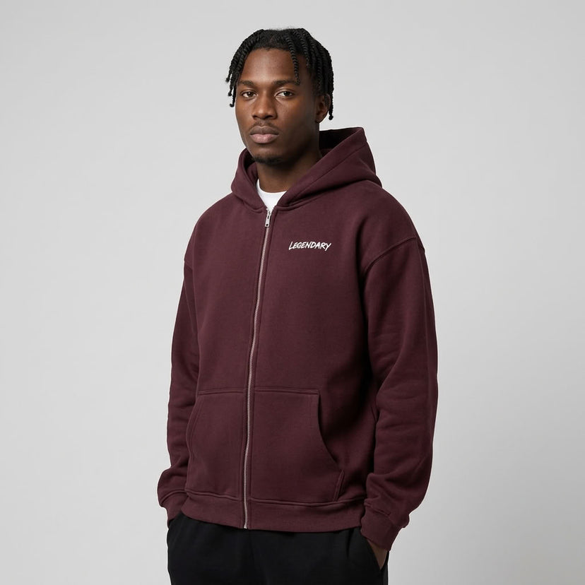 Legendary Branding Fleece Zip-Up | 380GSM — Apparel & Accessories > Clothing > Activewear > Hoodies Detail View 12 | Legendary Branding