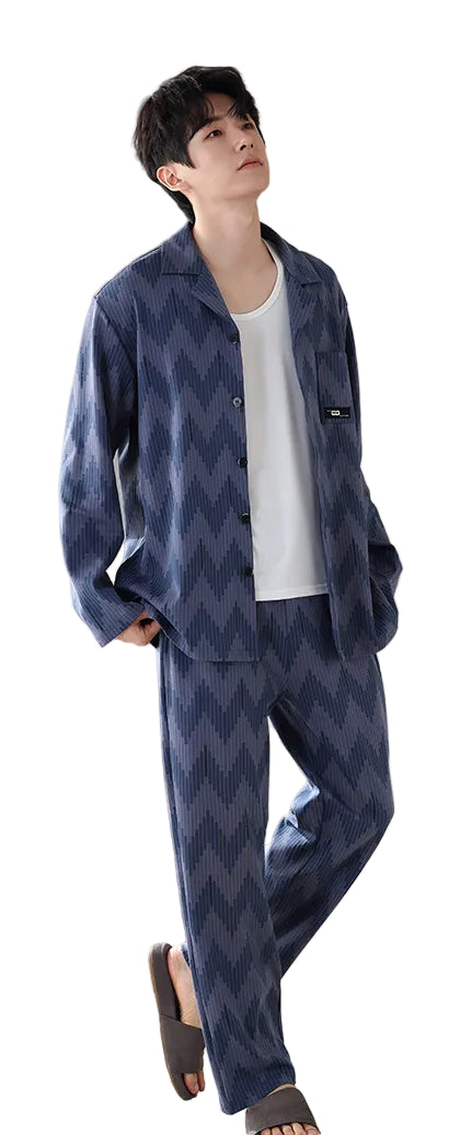 Men’s Premium Cotton Lounge/Pajama Set – Minimalist Long Sleeve Pajama Set for Spring/Fall | Breathable, Soft, Stylish Loungewear for Home or Outdoors