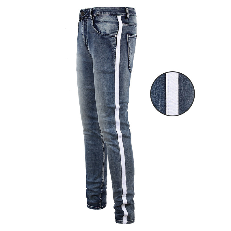 Trackline Slim-Fit Stretch Jeans for Men – Washed Vintage Look, Distressed  Denim Pants, Streetwear Style