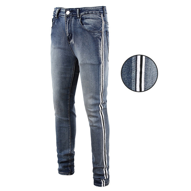 Trackline Slim-Fit Stretch Jeans for Men – Washed Vintage Look, Distressed  Denim Pants, Streetwear Style
