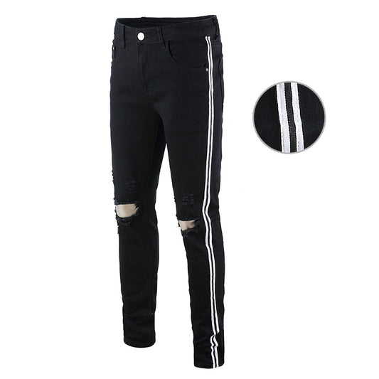 Trackline Slim-Fit Stretch Jeans for Men – Washed Vintage Look, Distressed  Denim Pants, Streetwear Style